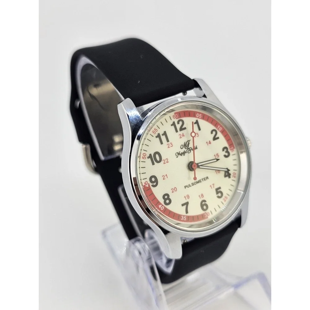 Unisex Field Analog Watch 38MM‎ Cream Dial Black Plastic Bands New Battery